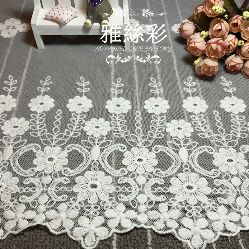 White soft lace cloth, 45cm, with embroidery, (Physicals)