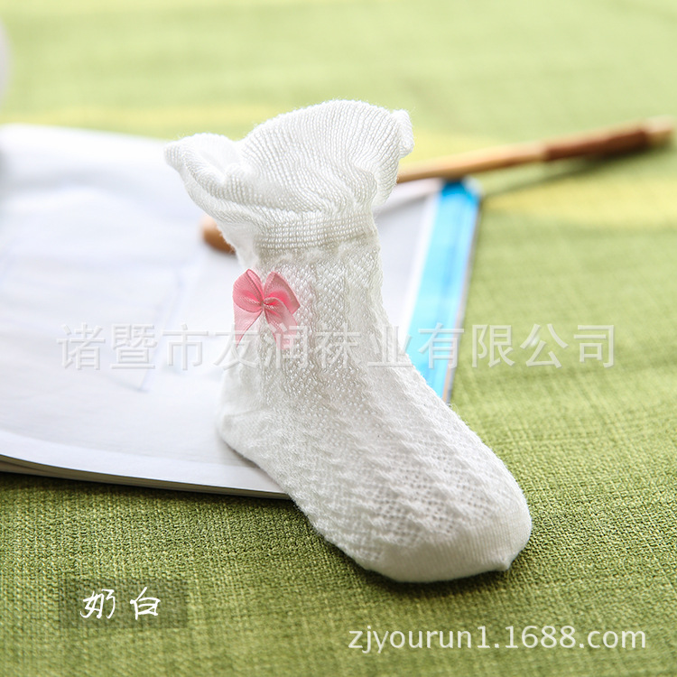 Verano nuevo bebé calcetines de malla delgada cabeza de costura hecha a mano calcetines de los niños color sólido lindo calcetines infantiles image 3