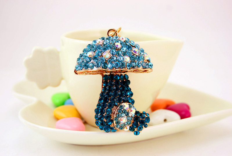 49g Weight Alloy, Metal Material Flower Pattern Unisex Gender Pink, Purple, Red, Green, Blue Color Mushroom Pendant Keychain 9