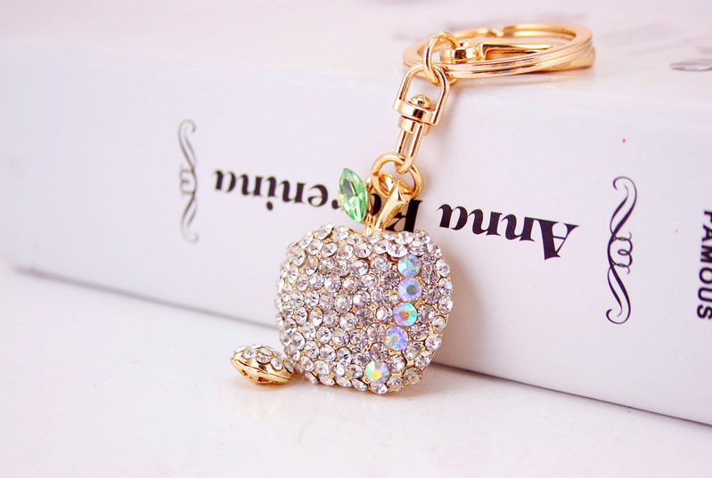 26g Weight Alloy, Metal Material Heart Pattern Unisex Gender White, Pink, Purple, Blue Color Cute Diamond-studded Small  Keychain 6
