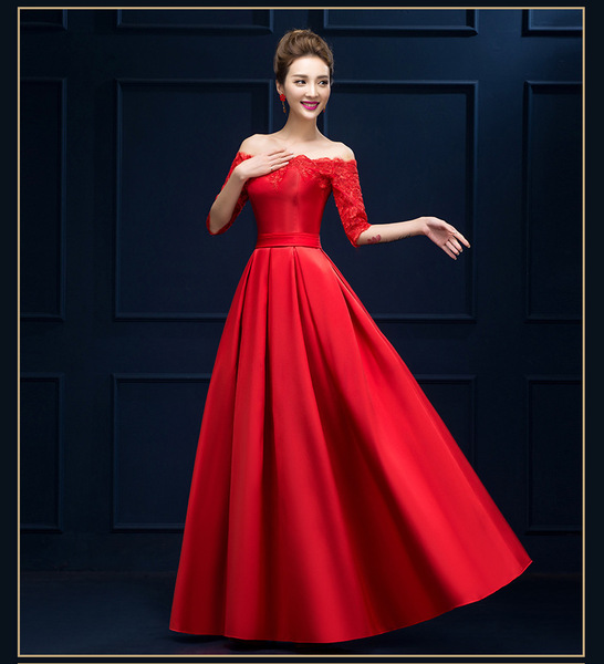 Wedding dress new red bride wedding dresses spring repair
