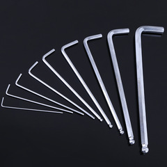 Mirror finish hex wrench set 9pc metric L-shaped plastic box set hex wrench long and extended wrench