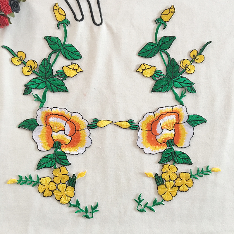 演出民族服电脑刺绣牡丹布贴 背胶烫熨DIY补丁舞台服装个性花贴