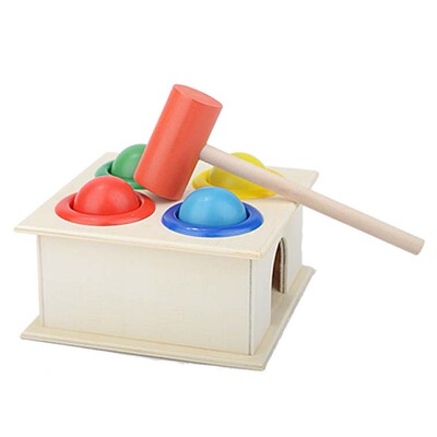 Hammers box intelligence Knock tables kindergarten woodiness Beat Puzzle wooden  Early education Toys Ball Box