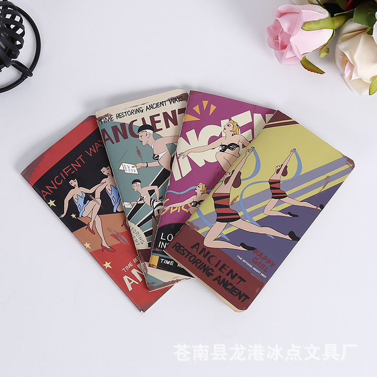 공장 직접 창조적 인 작은 복고풍 빈 크래프트 종이 노트북 자동차 라인 노트북 사용자 정의