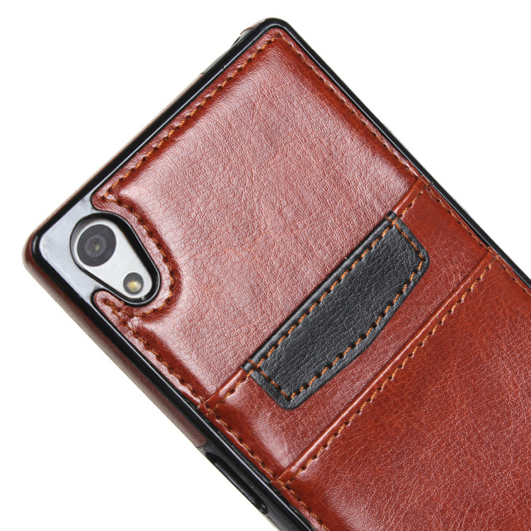 手机保护套_插卡手机皮套 索尼z5后盖式简约手