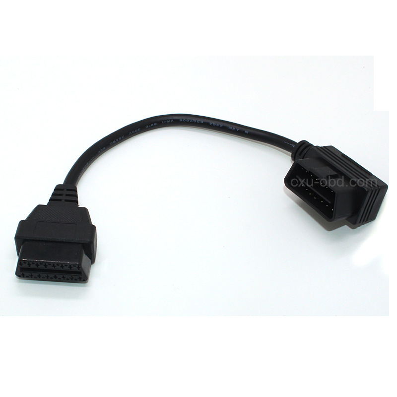 L型 弯头行车电脑延长线 汽车obd2公对母 16pin拓展线 0.3米