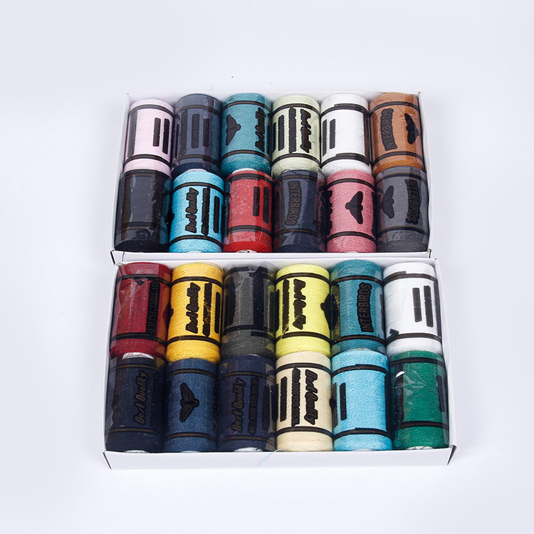 Hilo de coser de 24 colores en carretes pequeños, con caja de costura de madera, stock