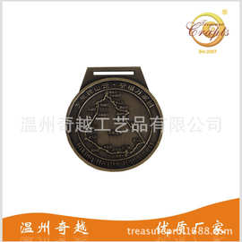 环泰山大徒步比赛奖牌 景区纪念品 青古铜奖章定做批发 带织带