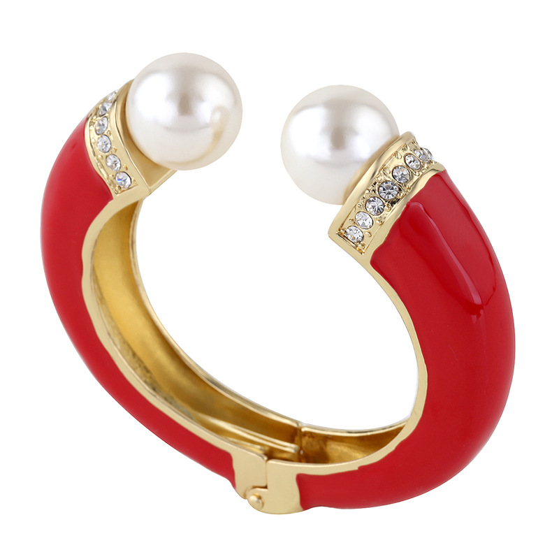 1 Piece Fashion Round Alloy Enamel Plating Inlay Artificial Pearls Artificial Diamond Womenu0027S Ba