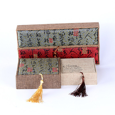 亚麻布首饰盒男士佛珠手串收纳水晶手链项链包装盒养珠盒