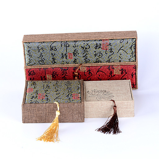 亚麻布首饰盒男士佛珠手串收纳水晶手链项链包装盒养珠盒