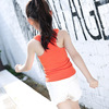 Summer colored summer clothing, children's fashionable spring top with cups, Korean style, round collar, suitable for teen