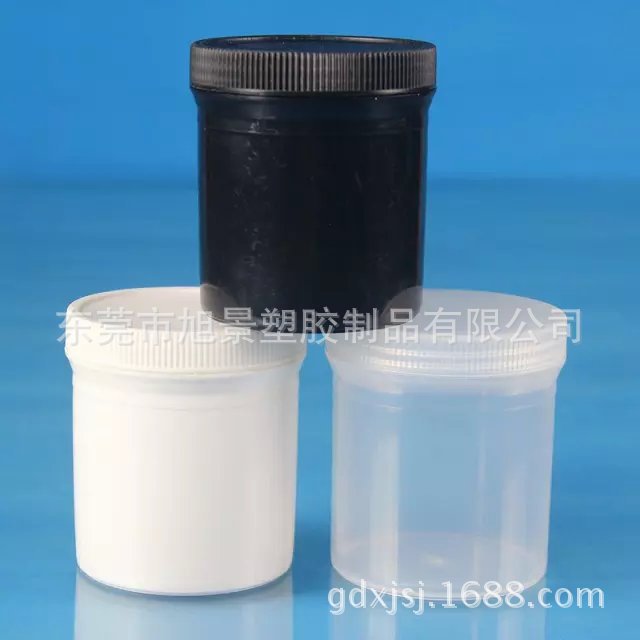 现货300ml直身瓶白黑色透明 300克塑料罐实验室专用加厚PE罐 E038