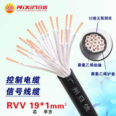 阻燃国标铜芯1平方软护套电源线 ZB-RVV19*1.0mm2控制电缆信号线|ms