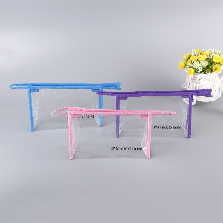 厂家定 制pvc化妆品收纳袋 透明塑料洗浴用品手提袋可印LOGO