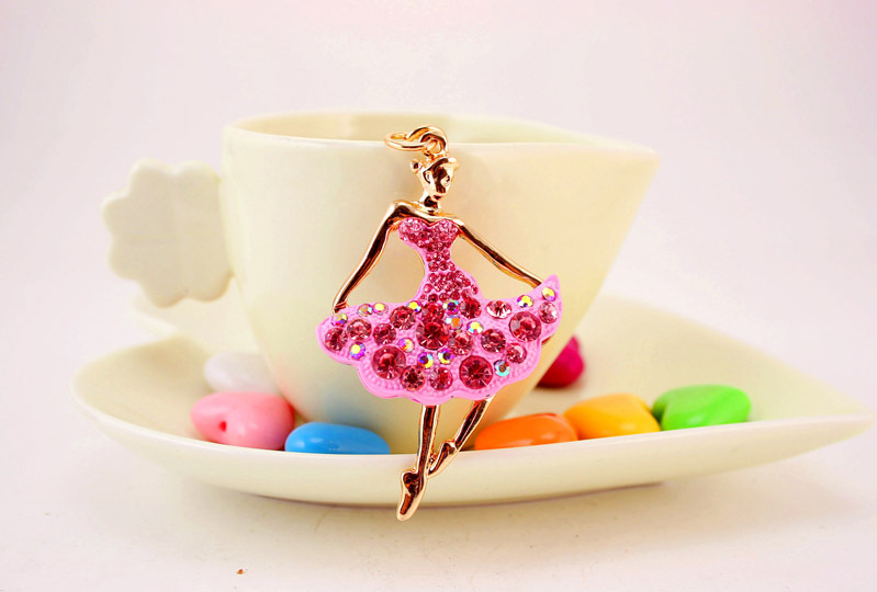 34g Weight Bag Charms Bag Accessories Type Rhinestones Inlay Material Alloy Material Human Pattern Kuxi Ornament Alloy Rhinestone Ballet Girl Car Key Ring Women Bag Accessories Key Chain Small Gift 8