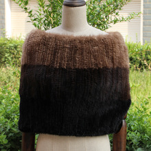 外贸热销进口水貂毛皮草编织围巾韩版女士加厚密编围脖套头式披肩