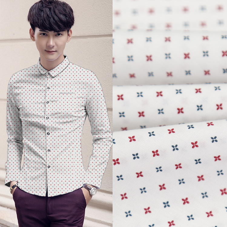 厂家直销新款平纹涤棉布 衬衫靠垫混纺面料 时尚服装印花布料现货