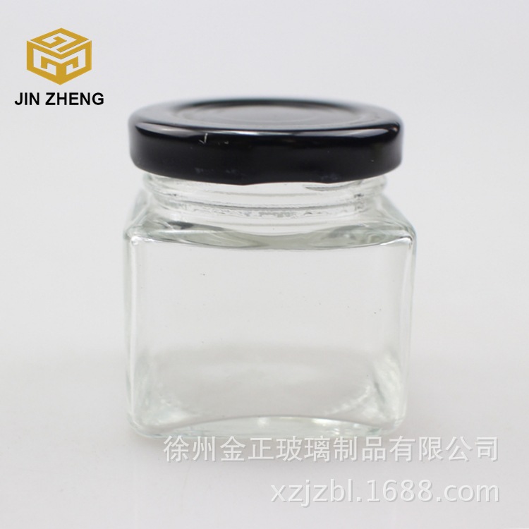 现货四棱玻璃瓶 蜂蜜瓶方形果酱瓶80ml毫升 创意密封批发定制