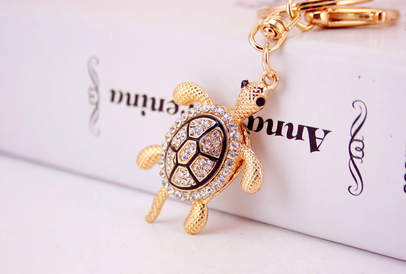 26g Weight Alloy, Metal Material Constellation Pattern Men'S Gender Wholesale Diamond Small Turtle Animal Metal Pendant Car Key Chain 1