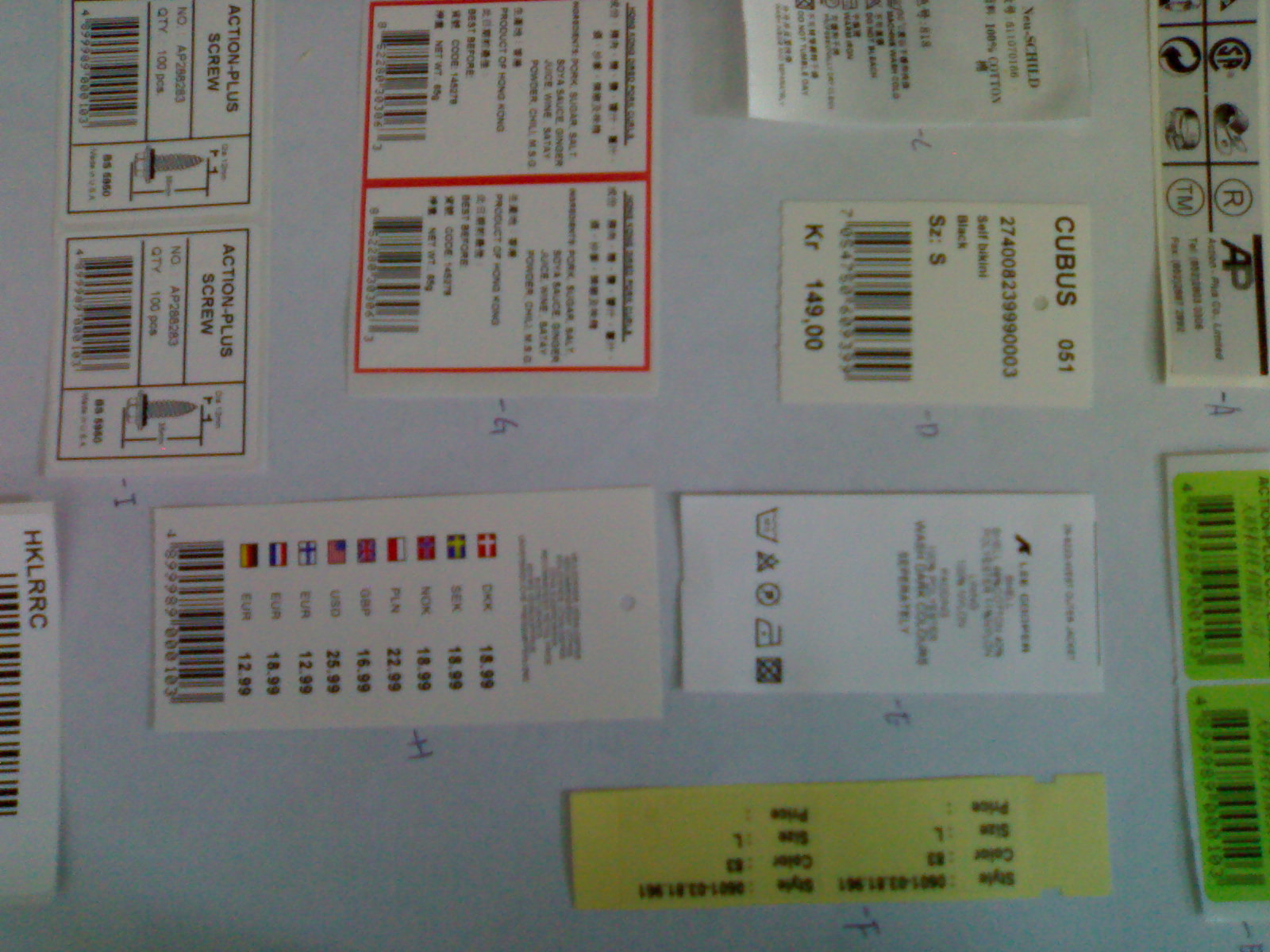 GS1-128CODEPVC tear-resistant double-sided printing double-sided code printing hang tag AVERY DENNISON set