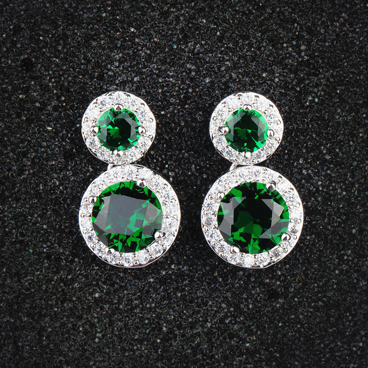 Drop Earrings Classification 1 Pair Quantity 1 Pair Simple Style Shiny Round Plating Inlay Copper Alloy Zircon White Gold Plated Drop Earrings