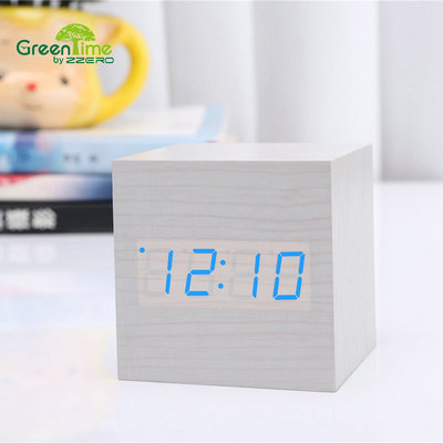 創意禮品聲控靜音多功能led木頭鍾 智能家居台式鬧鍾座鍾廠家批發