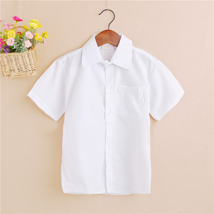 Foreign trade children's clothing Spring and Autumn new boys' white shirt children's cotton short sleeve bottoming White Shirt Factory wholesale