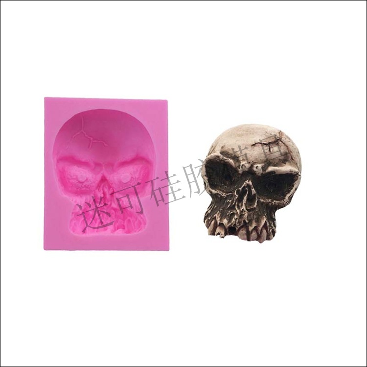 Halloween tridimensional cráneo molde de silicona molde de chocolate molde de la torta hecha a mano molde de jabón al por mayor