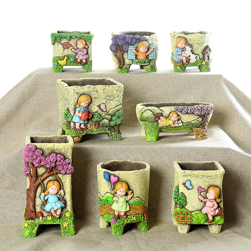 Succulent flower pot, Korean-style cement succulent platter, exquisite and creative for elderly women