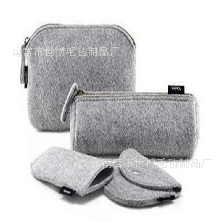 厂家直销毛毡零钱包 毛毡收纳包 毛毡化妆品包 眼睛包化妆包