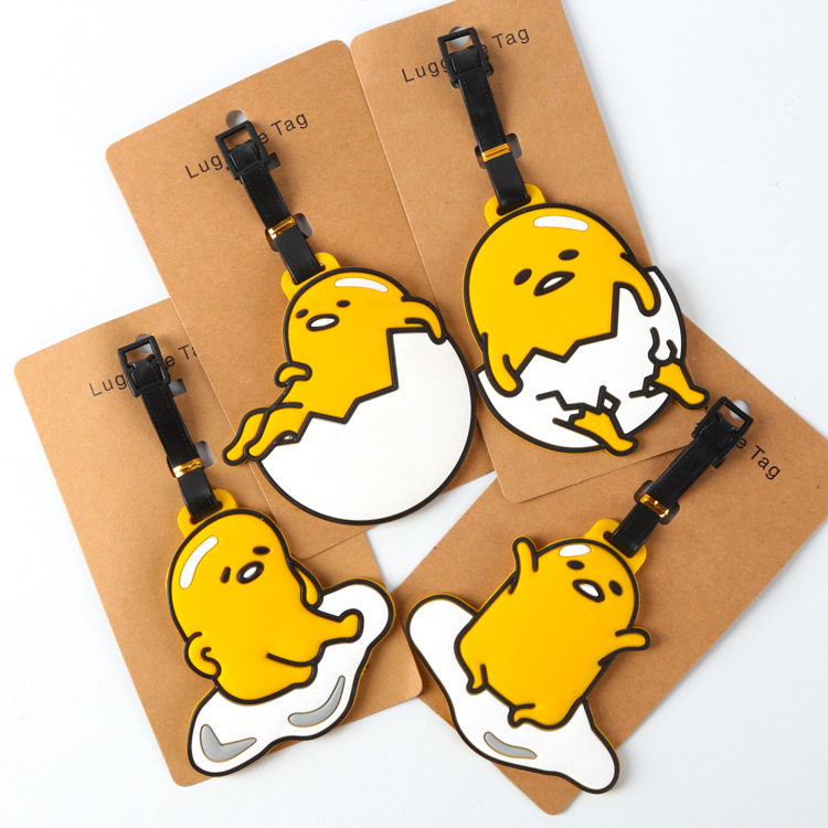 日系ぐでたま懒懒蛋 蛋黄君 鸡蛋君卡通硅胶行李牌挂件吊牌托运牌|ru