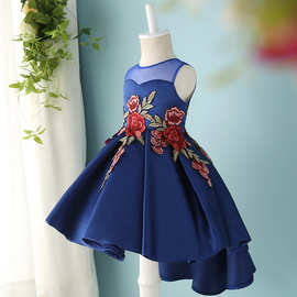 女童礼服裙子儿童公主水溶绣花晚礼服走秀钢琴表演出服 一件代发