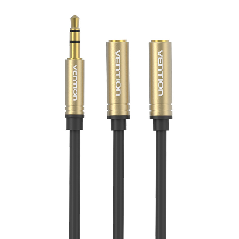 跨境热销耳机分线器一分二转接头1分2延长器耳麦二合一音频线