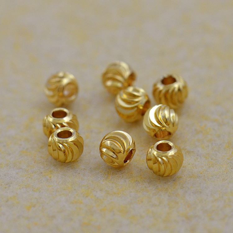 430091 螺旋珠 纯铜镀金散珠配件 圆珠饰品配件