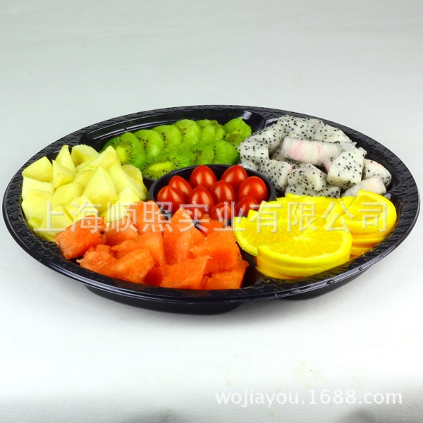 水果拼盘包装盒6分格1500g装果切盒水果拼盘防雾鲜果切包装盒塑料