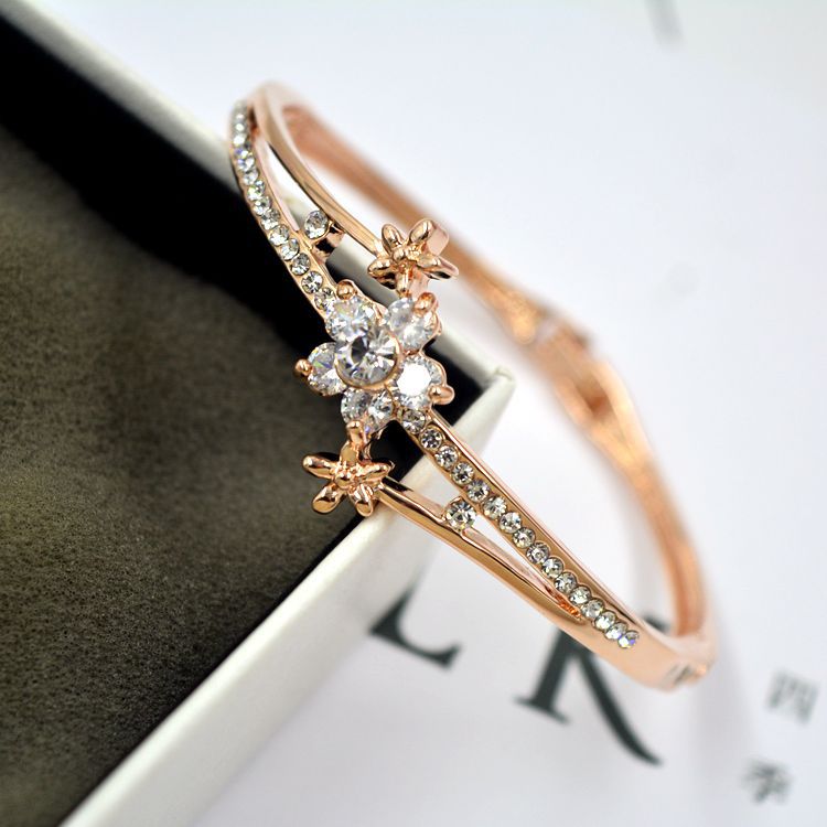 Korean Rose Gold Zircon Bracelet Luxury...