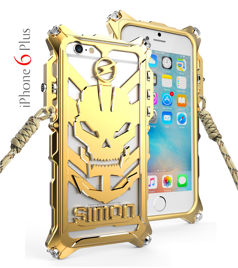 SIMON Mechanical Arm Skull Punk Premium Aluminum Metal Bumper Shockproof Case Cover for Apple iPhone 6S/6 & iPhone 6S Plus
