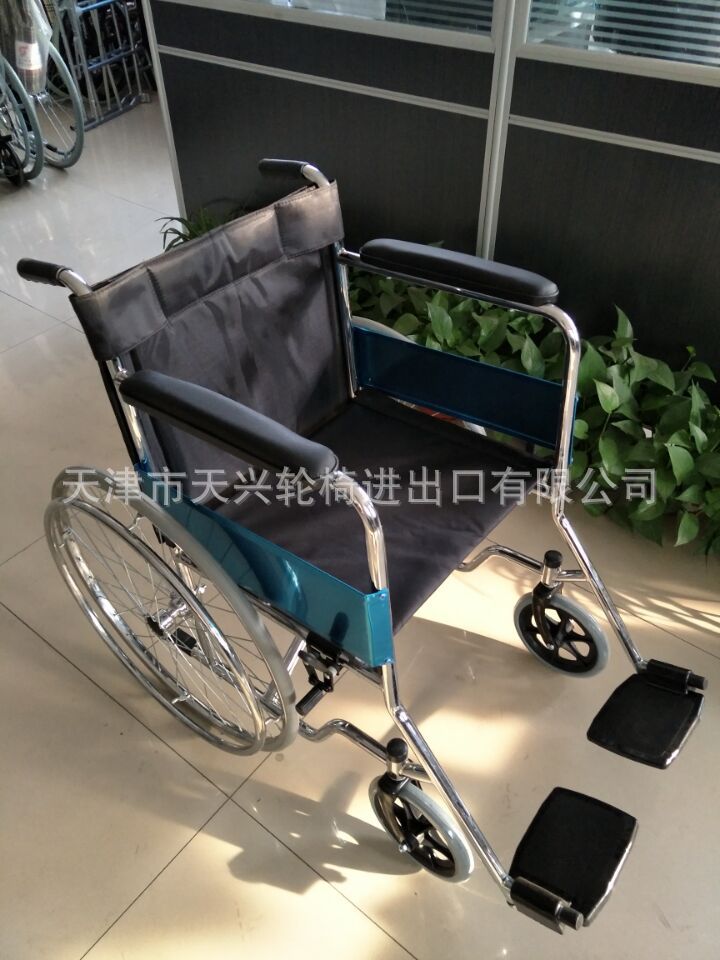厂家直销 保质供应 轻捷简便舒适 可折叠电镀皮革牛津布软面轮椅