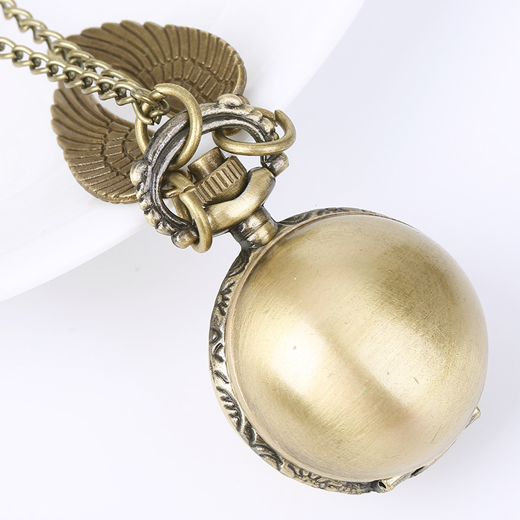 Retro fashion double wings spherical pocket watch necklace pendant pocket watch necklace manufacturers wholesale