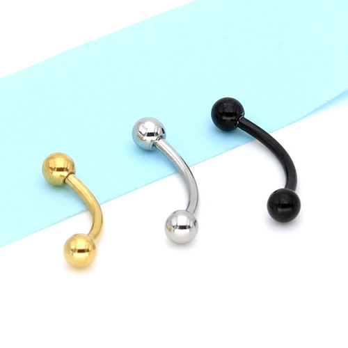 European and American hip-hop punk jewelry hot sale curved barbell titanium steel eyebrow nail lip nail piercing jewelry manufacturer cross-border wholesale