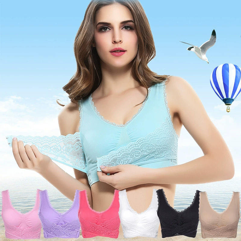 Беспроводной кружевной поддерживающий бюстгальтер, спортивный топ (2–4XL), защитный комфорт