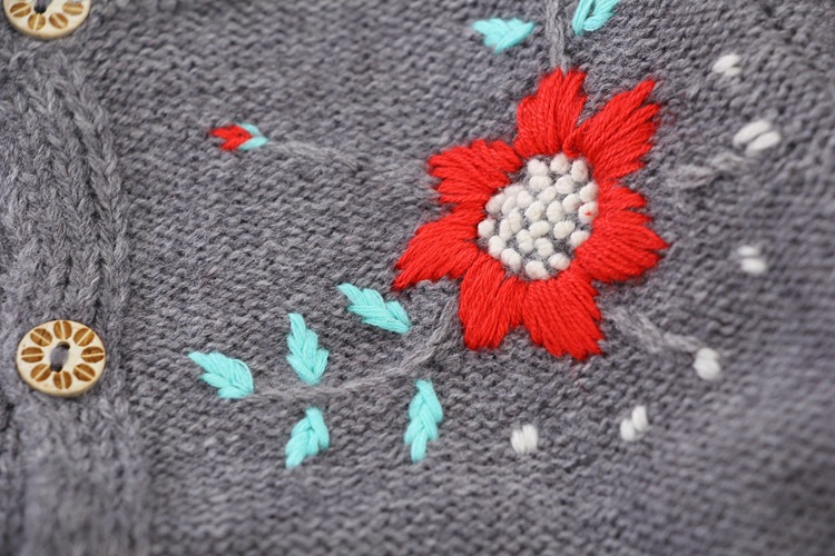 2016秋季新款 小童女童 绣梅花 开衫针织衫_小