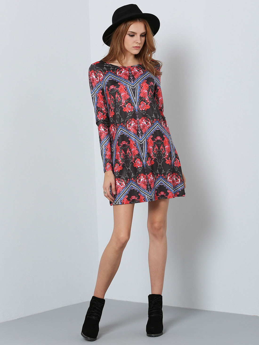 Polyester Vintagedress(Red-M) NHDF0124-Red-M