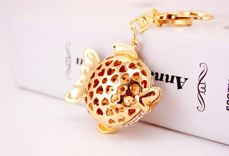51g Weight Alloy, Metal Material Fish Pattern Unisex Gender Creative Diamond-studded Tropical Cartoon Fish Car Key Chain 5
