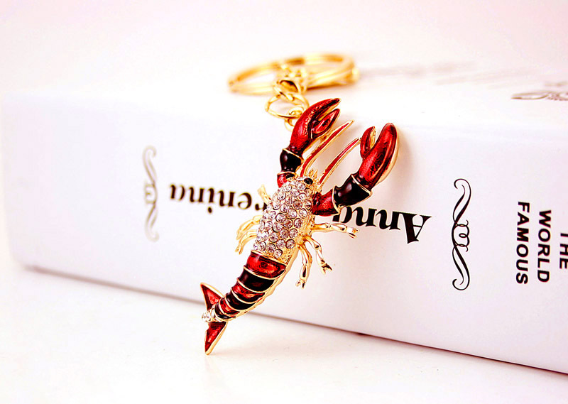 26g Weight Alloy, Metal Material Animal Pattern Unisex Gender Cute Diamond-studded Crayfish Men's Car Keychain Metal Pendant Wholesale 1