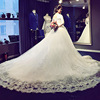 A shoulder length tail wedding dress new Korean bra thin Qi long sleeved bride wedding dress