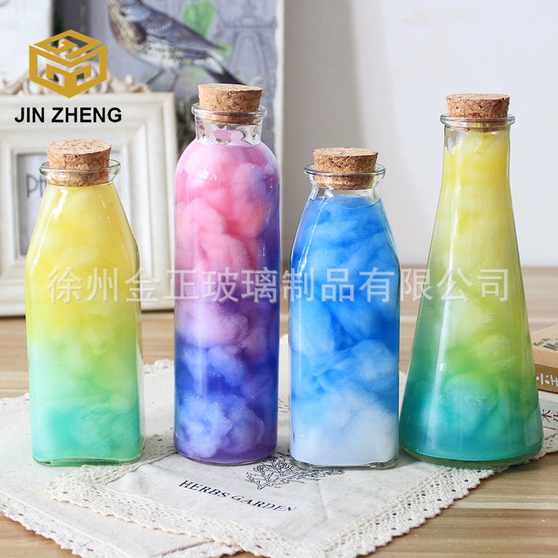 现货 圆柱花茶饮料 玻璃包装瓶  热卖款 量大从优 可定制logo