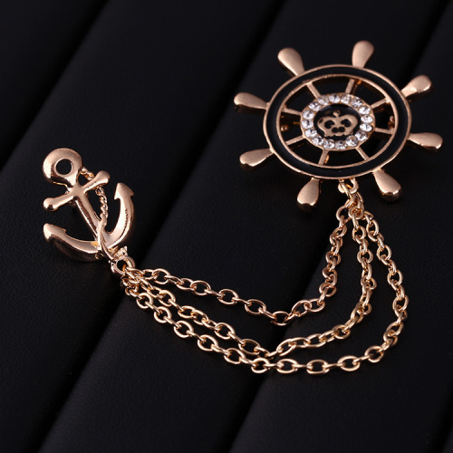 Z97 Korean Version Brooch, Versatile Chain Anchor Collar Pin, Creative Style Collar Clip, Western Suit Accessory Wholesale